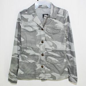 Abercrombie & Fitch A&F XS Camo Field Utility Button Up Jacket Gray White